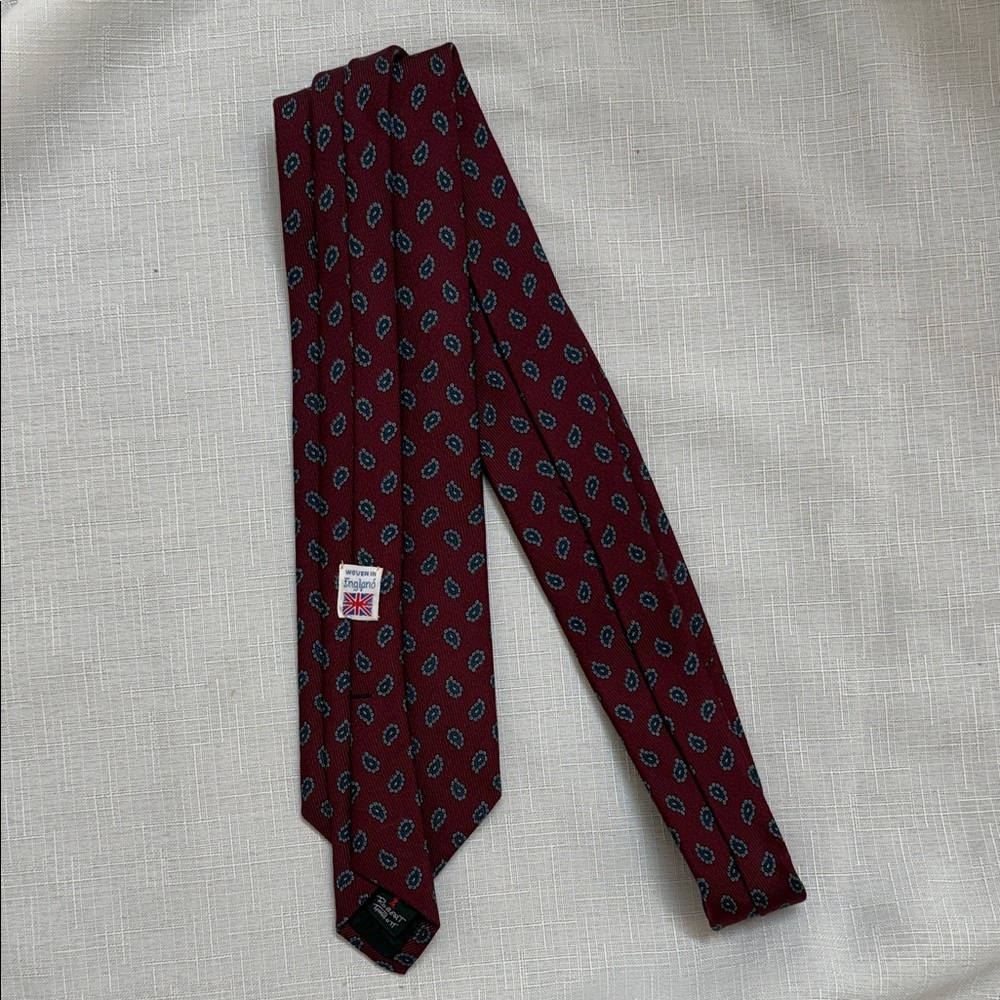 Vintage Robert Talbott Burgundy Patterned Tie - image 3